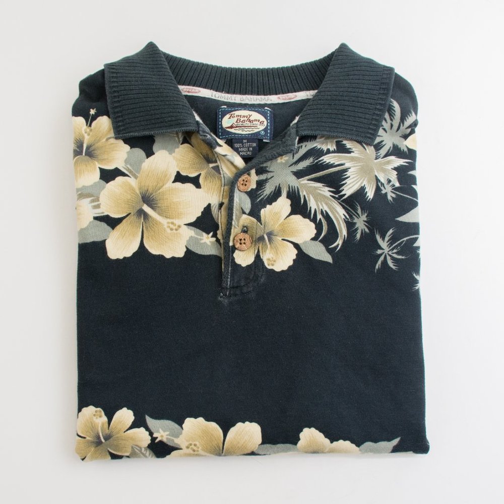 Tommy Bahama Vintage Black Relaxed Cotton Polo